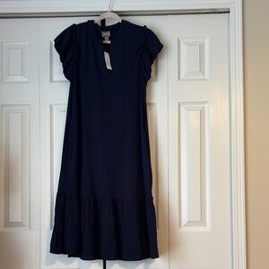 Navy Chicos Midi Dress with Pockets Size 0 (2-4) NWT